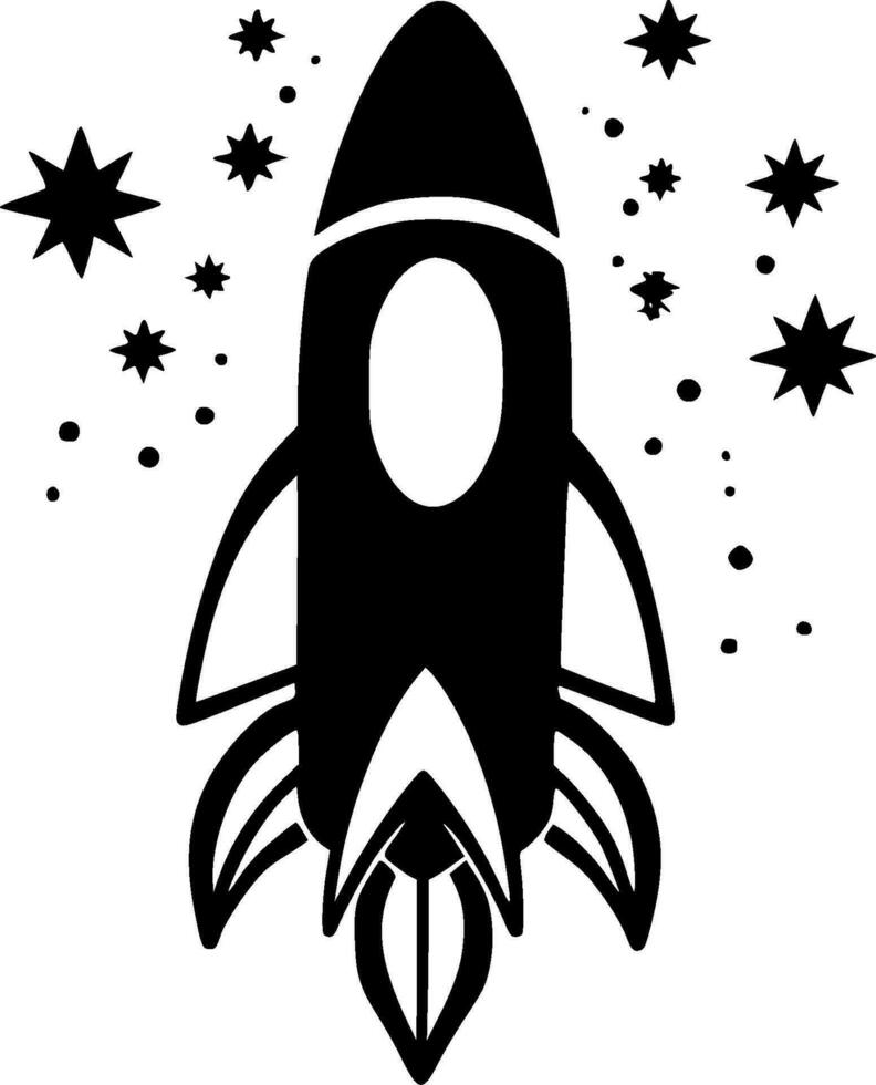 Rocket - Black and White Isolated Icon - Vector illustration