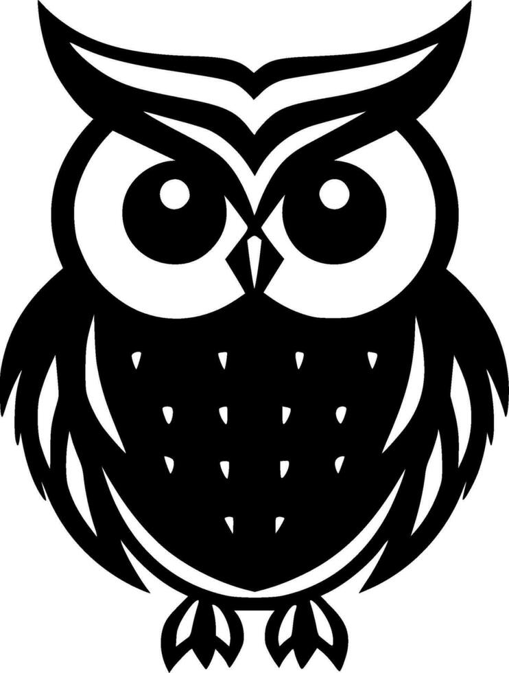 Owl, Black and White Vector illustration