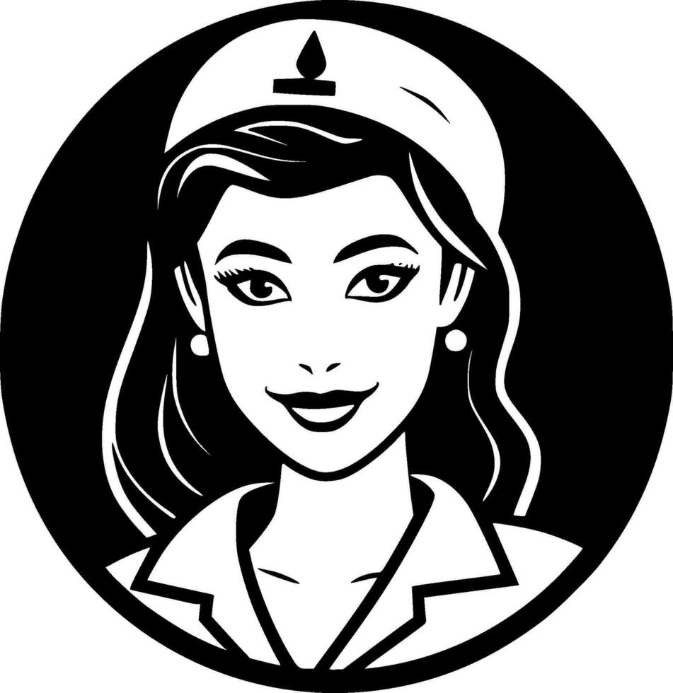 Nurse - Black and White Isolated Icon - Vector illustration