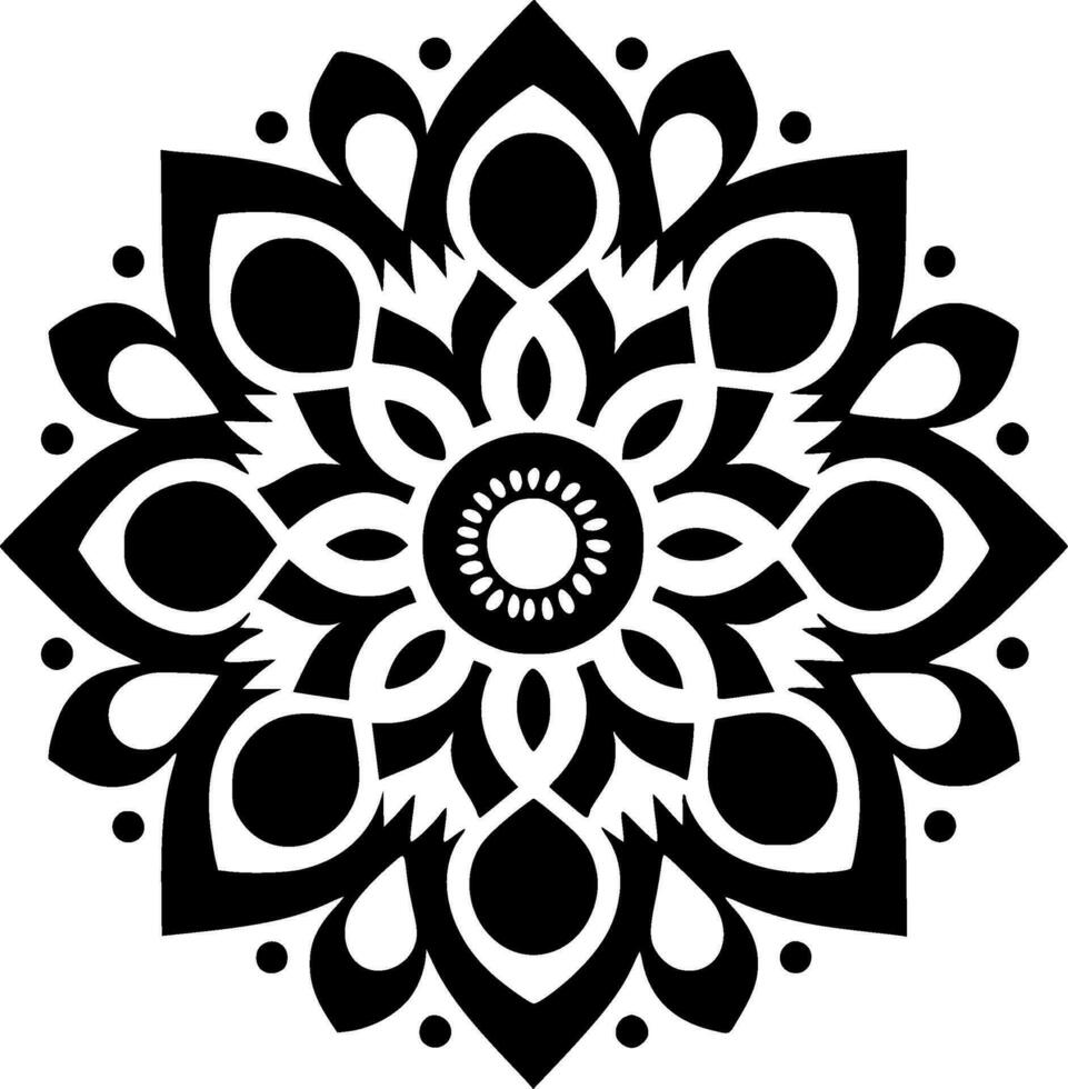 Mandala, Black and White Vector illustration