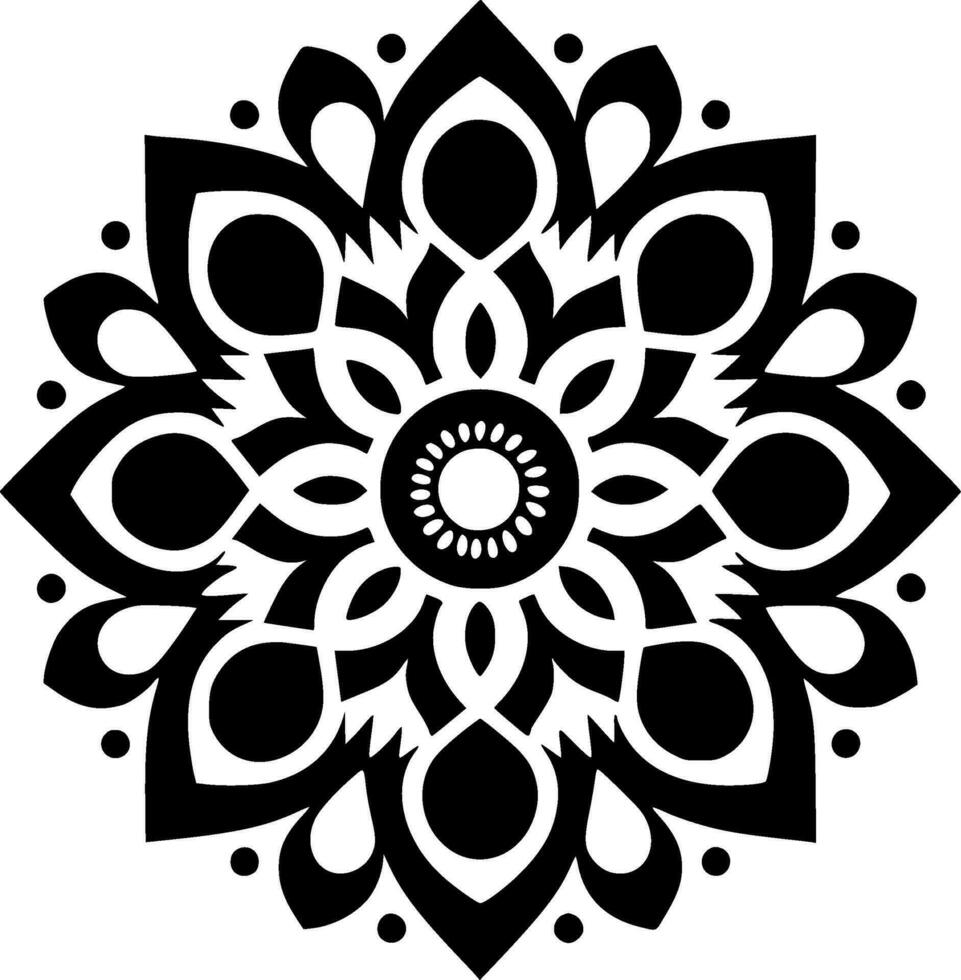 Mandala, Black and White Vector illustration