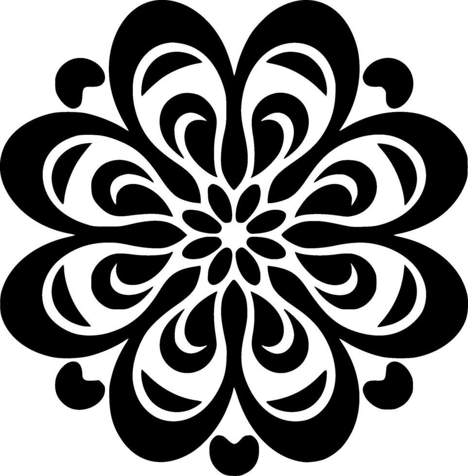 Mandala - Black and White Isolated Icon - Vector illustration
