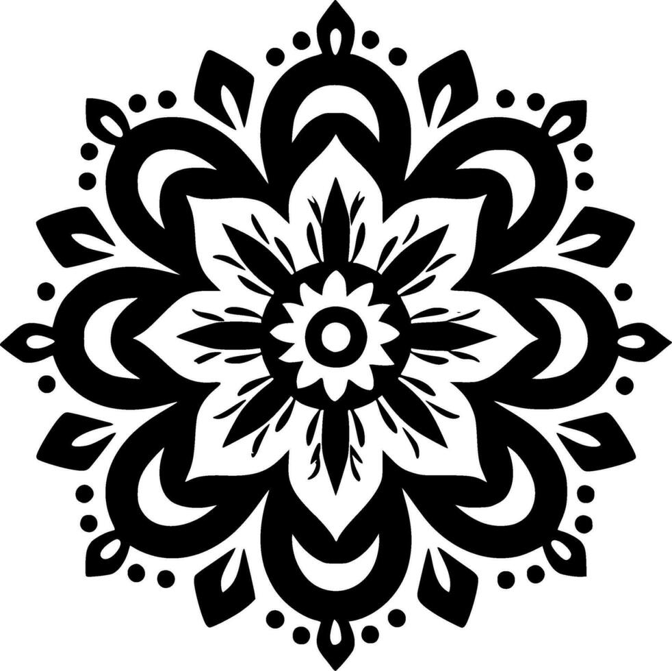 Mandala, Black and White Vector illustration