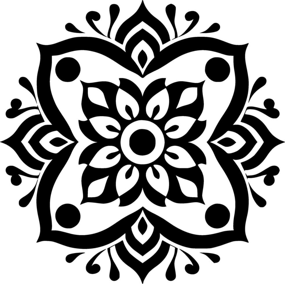 mandala - negro y blanco aislado icono - vector ilustración