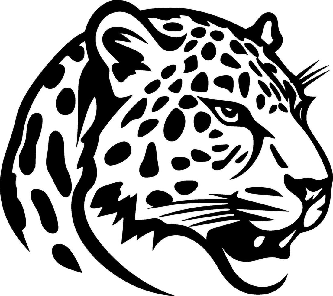 leopardo - negro y blanco aislado icono - vector ilustración