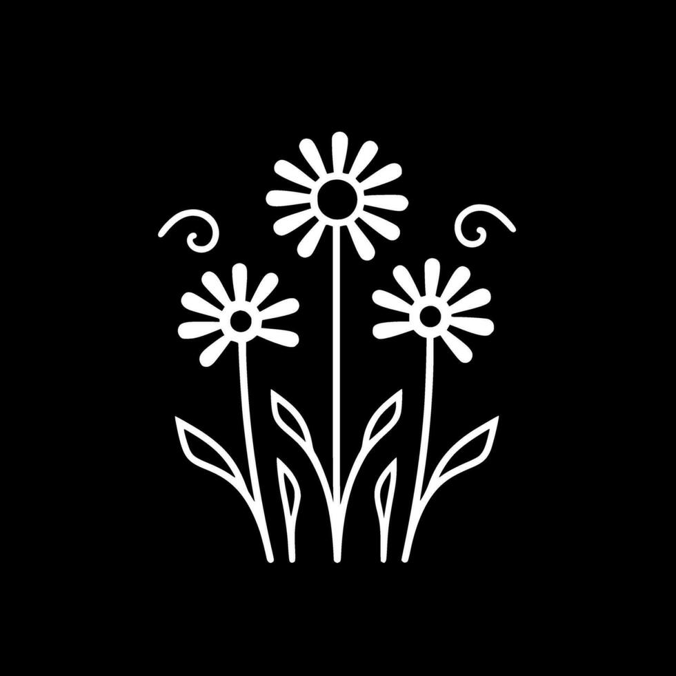 Flowers - Black and White Isolated Icon - Vector illustration