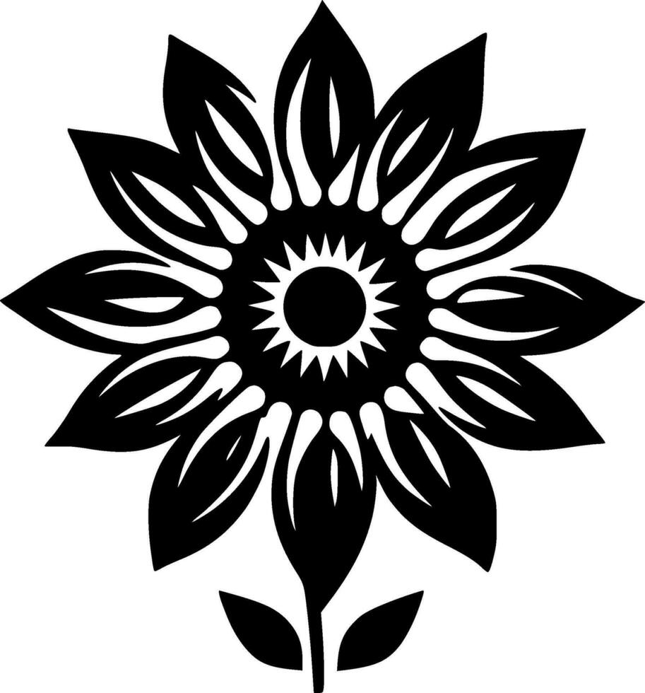 Flower - Black and White Isolated Icon - Vector illustration