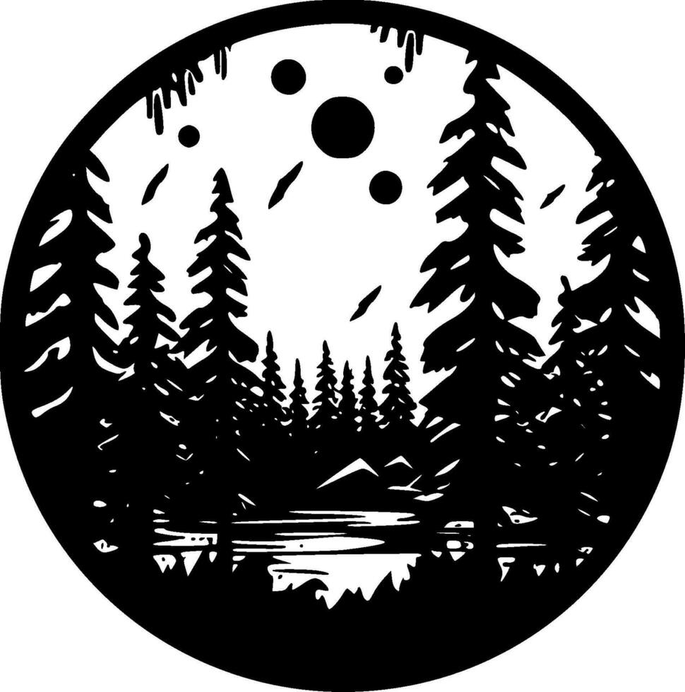 Forest, Minimalist and Simple Silhouette - Vector illustration