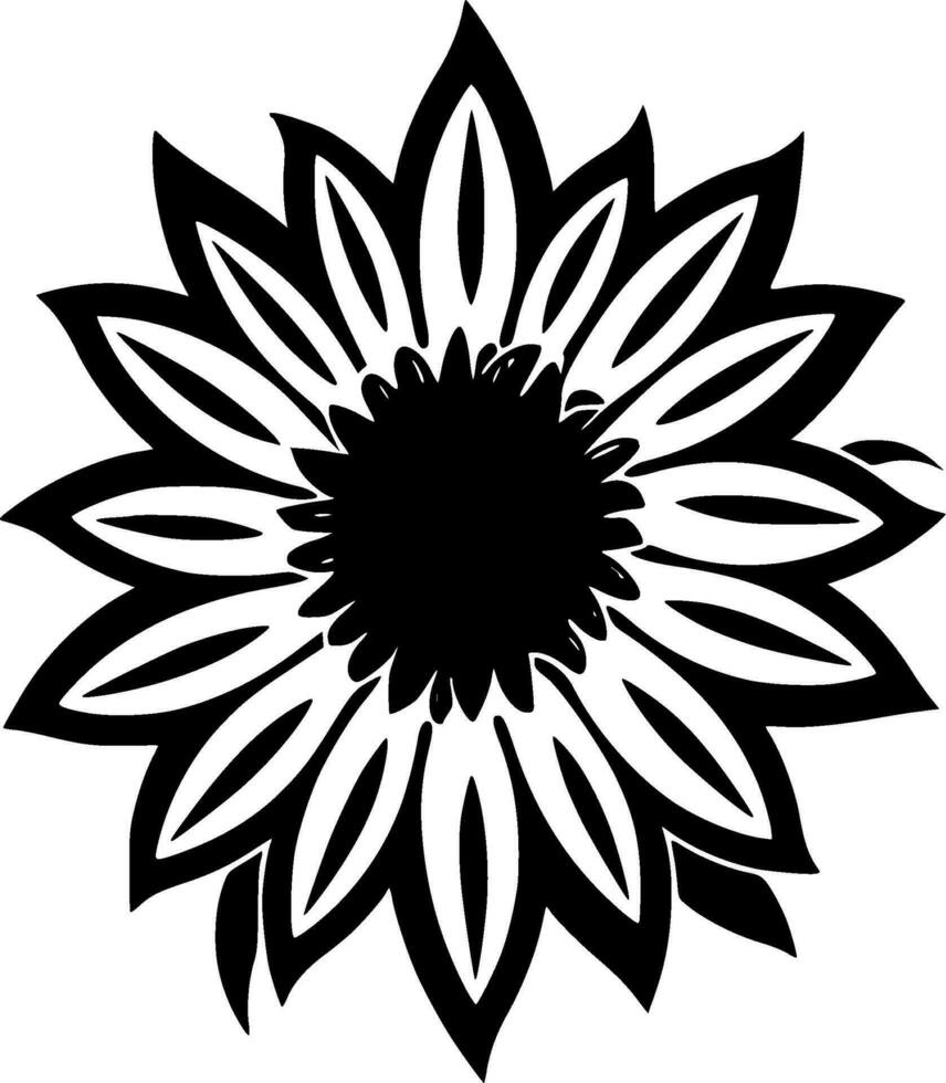 Flower - Black and White Isolated Icon - Vector illustration