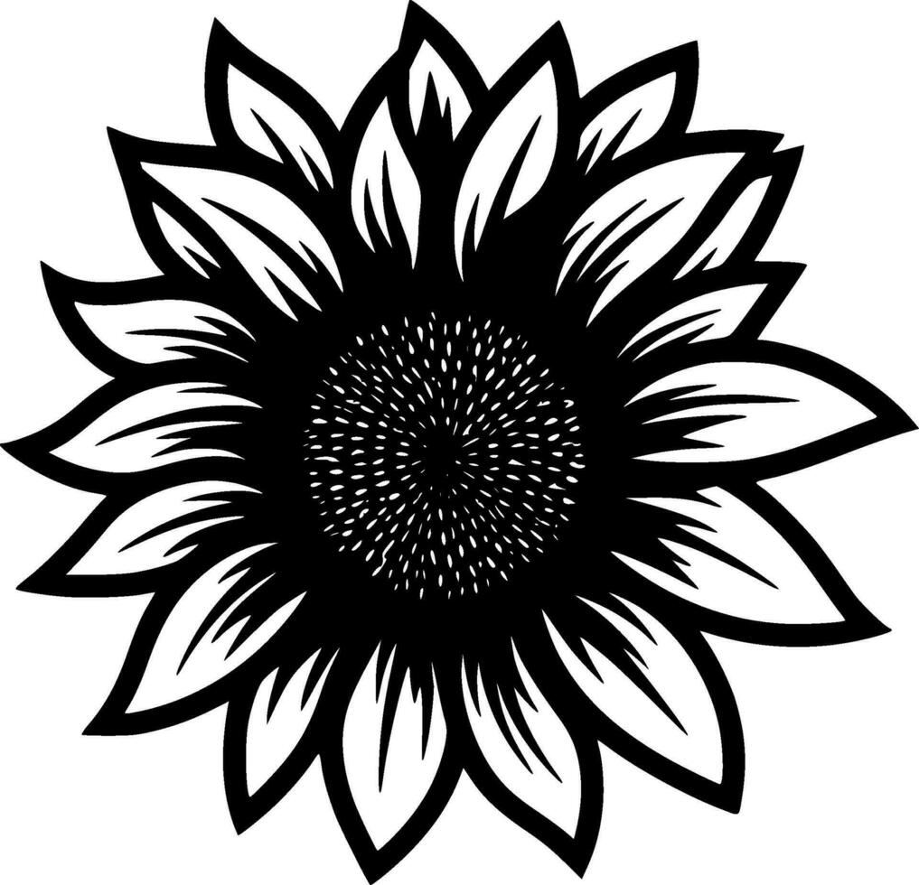 Flower - Black and White Isolated Icon - Vector illustration