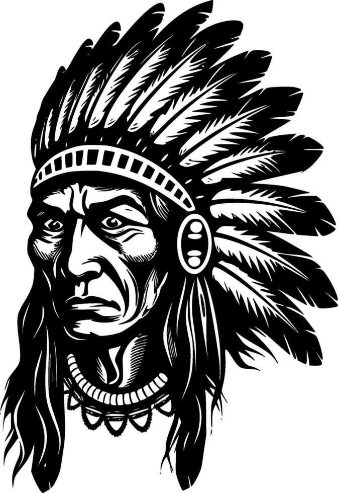 Indian Chief - High Quality Vector Logo - Vector illustration ideal for T-shirt graphic