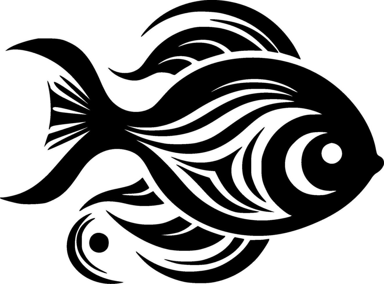 Fish - Black and White Isolated Icon - Vector illustration