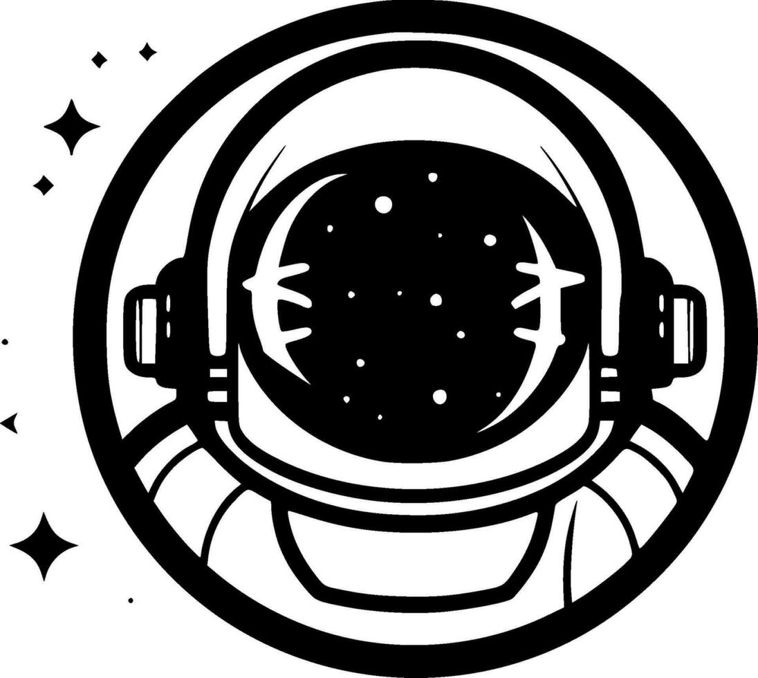 astronauta - negro y blanco aislado icono - vector ilustración