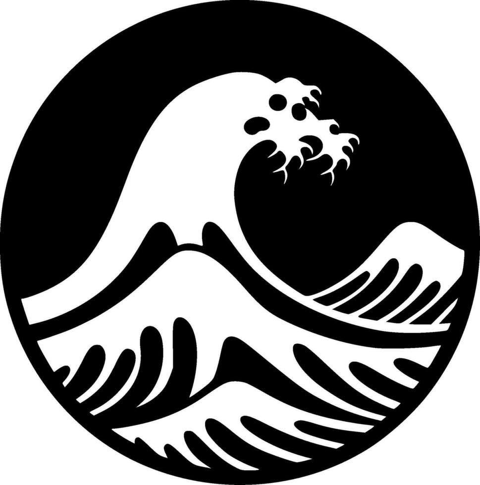 Wave - Black and White Isolated Icon - Vector illustration