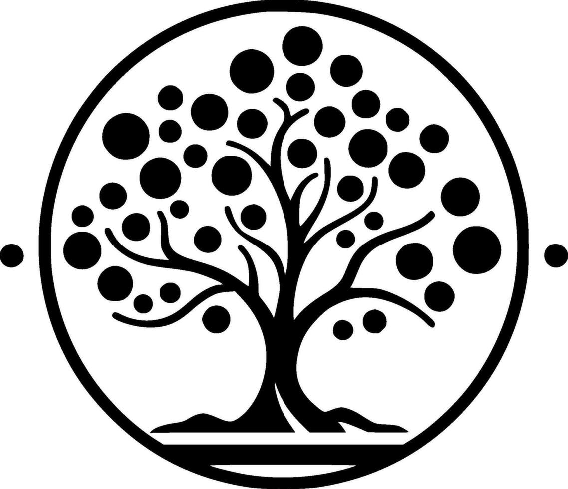 árbol - negro y blanco aislado icono - vector ilustración