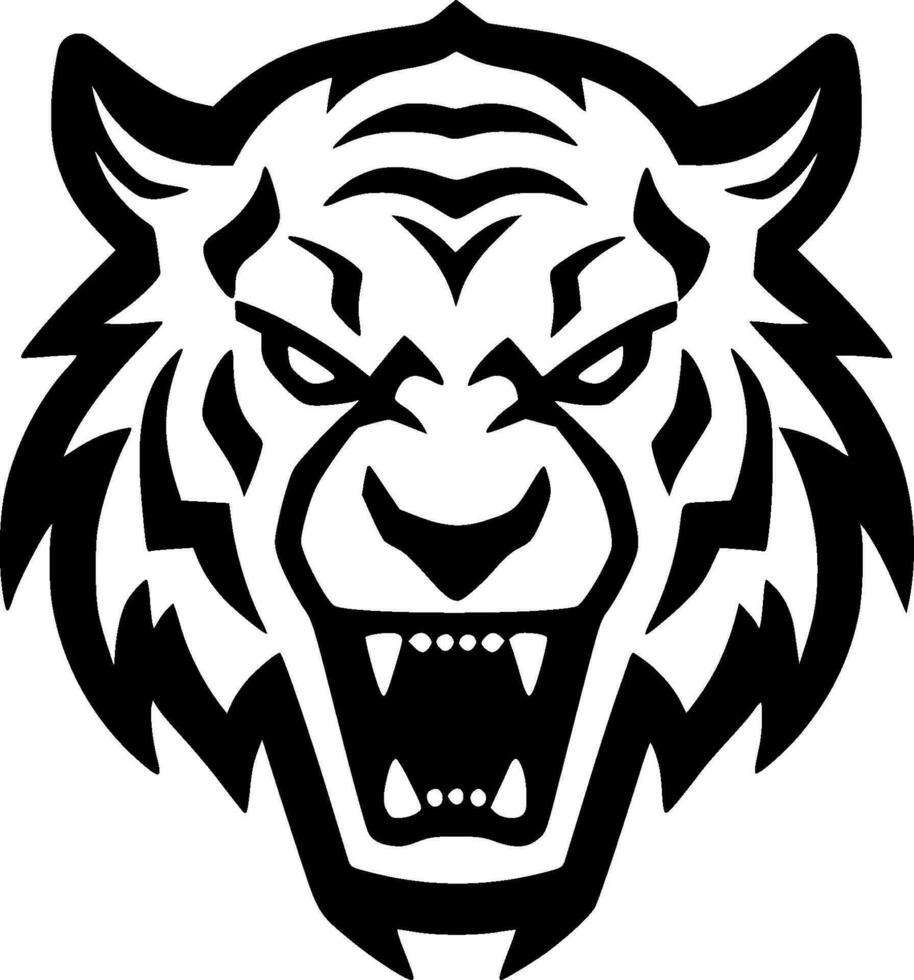 Tiger - Black and White Isolated Icon - Vector illustration