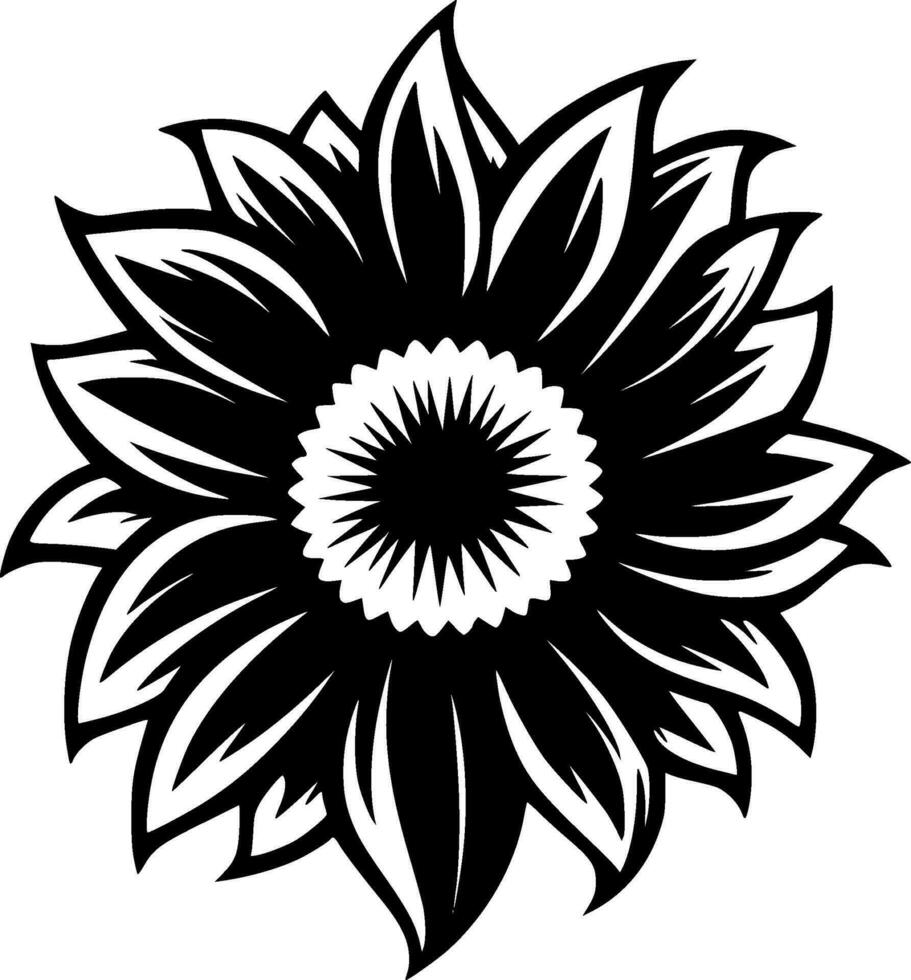 Sunflower - Black and White Isolated Icon - Vector illustration
