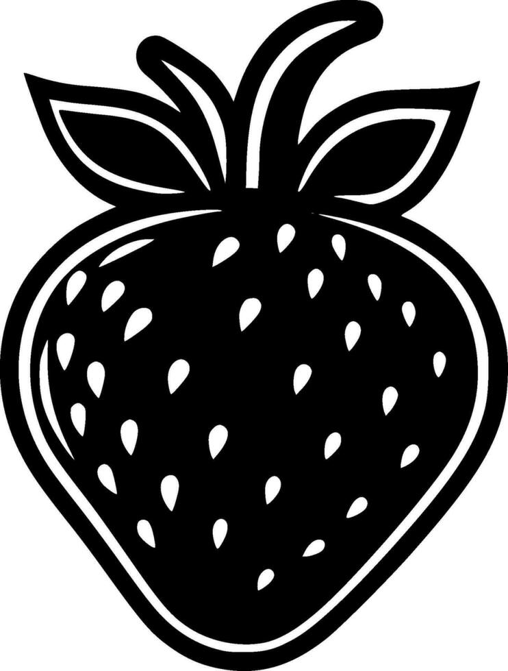 Strawberry, Black and White Vector illustration