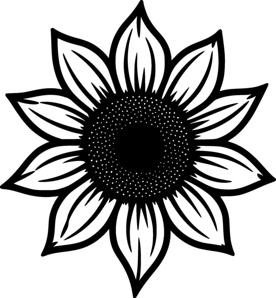 Sunflower - Black and White Isolated Icon - Vector illustration