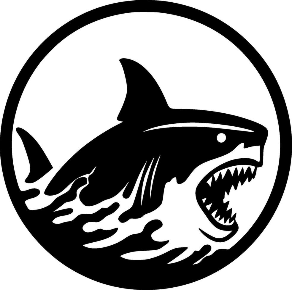 Shark - Black and White Isolated Icon - Vector illustration