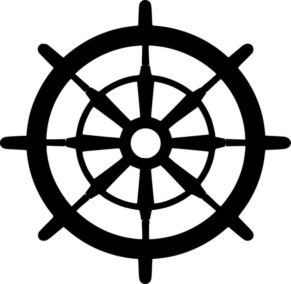 Ship Wheel, Minimalist and Simple Silhouette - Vector illustration