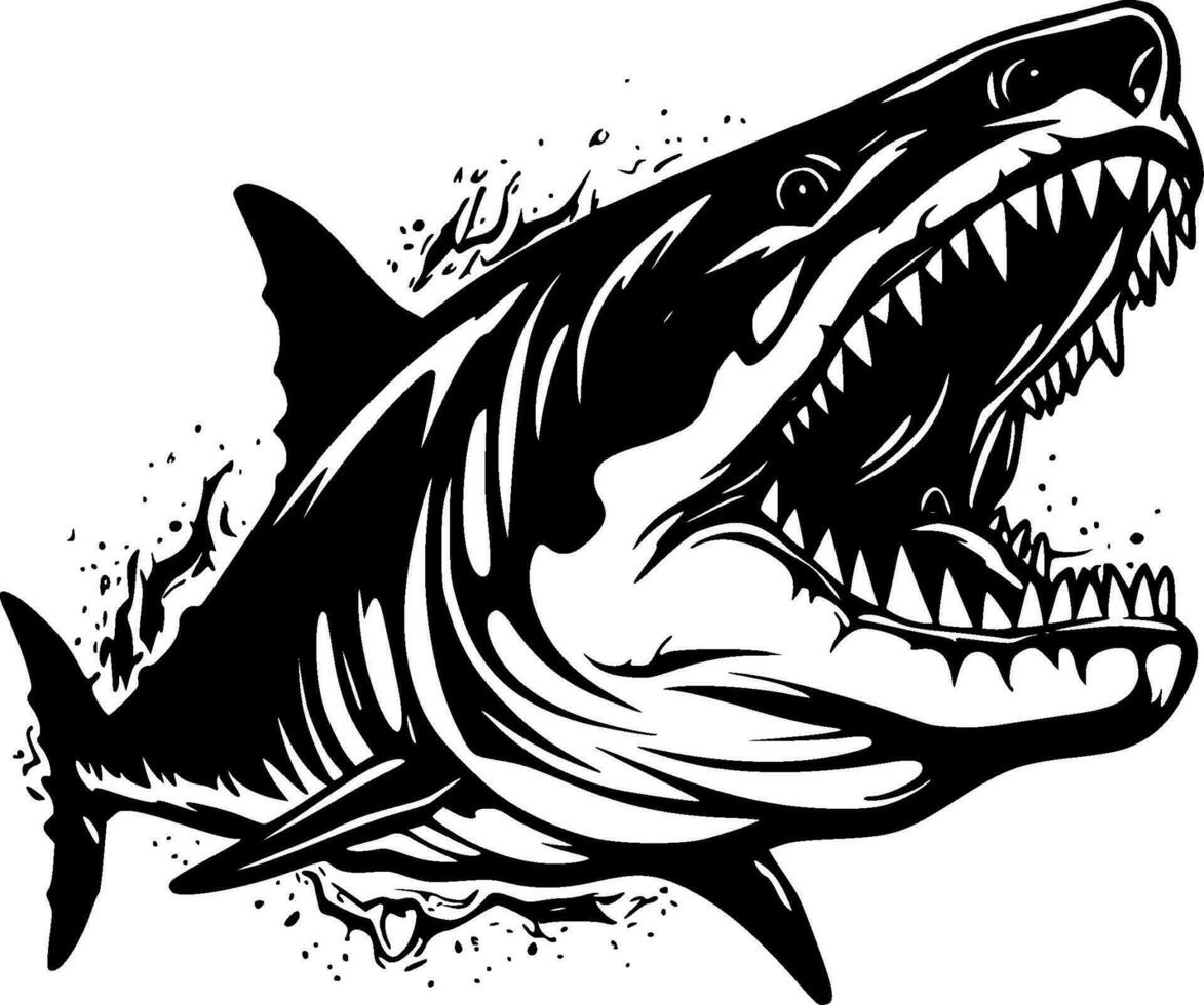 Shark - Black and White Isolated Icon - Vector illustration