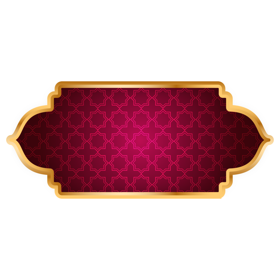 Luxury red golden set arabic islamic banner title frame text box in transparent background png