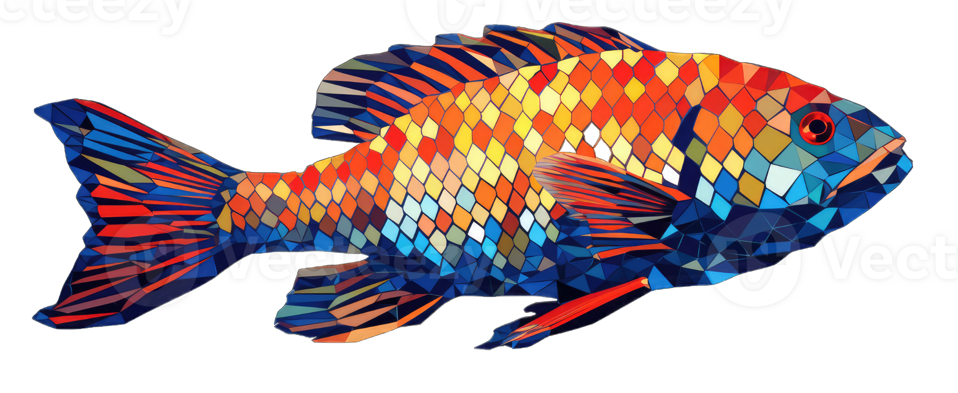 AI generated Exotic fish pixel art underwater col, AI Generatedorful creatures, transparent background png