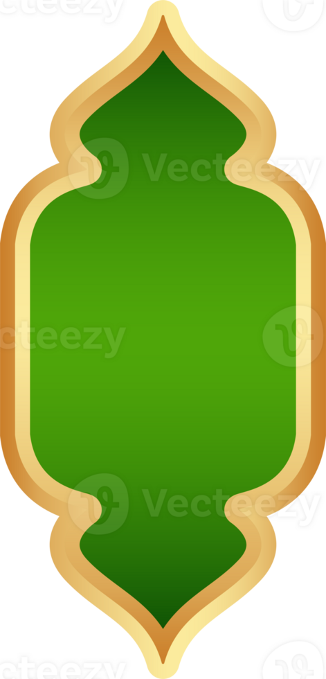 Ramadan golden frame. Islamic window shape. Arabic arch. Muslim vintage border for design with green background. Indian decoration in oriental style. png
