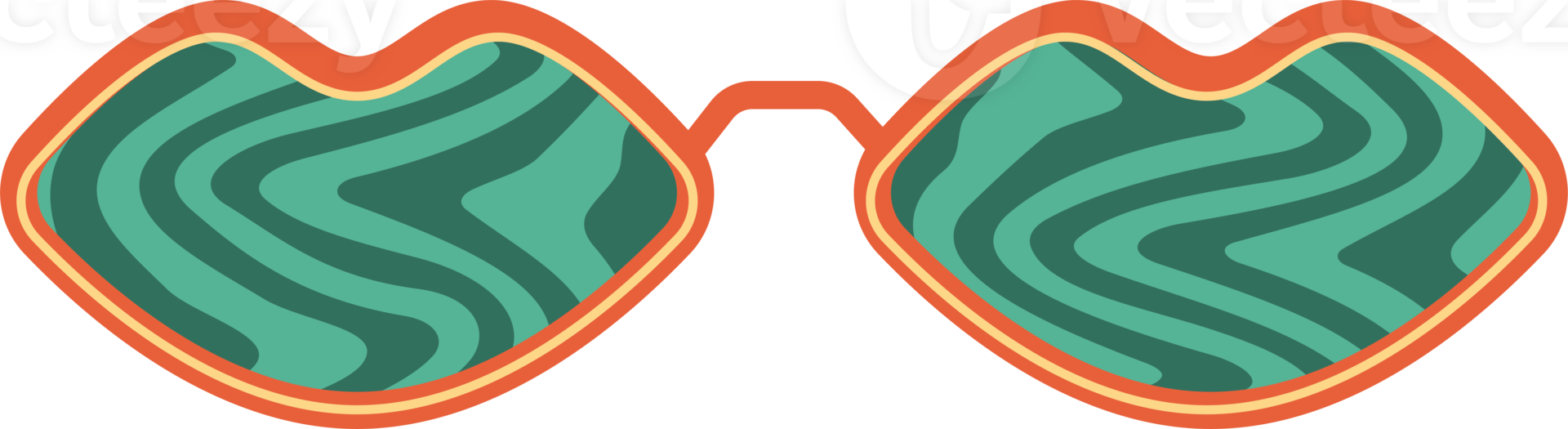 Groovy sunglasses. Retro hippy eyewear. Lips-shaped glasses. 70s funky design. Summer outfit illustration png