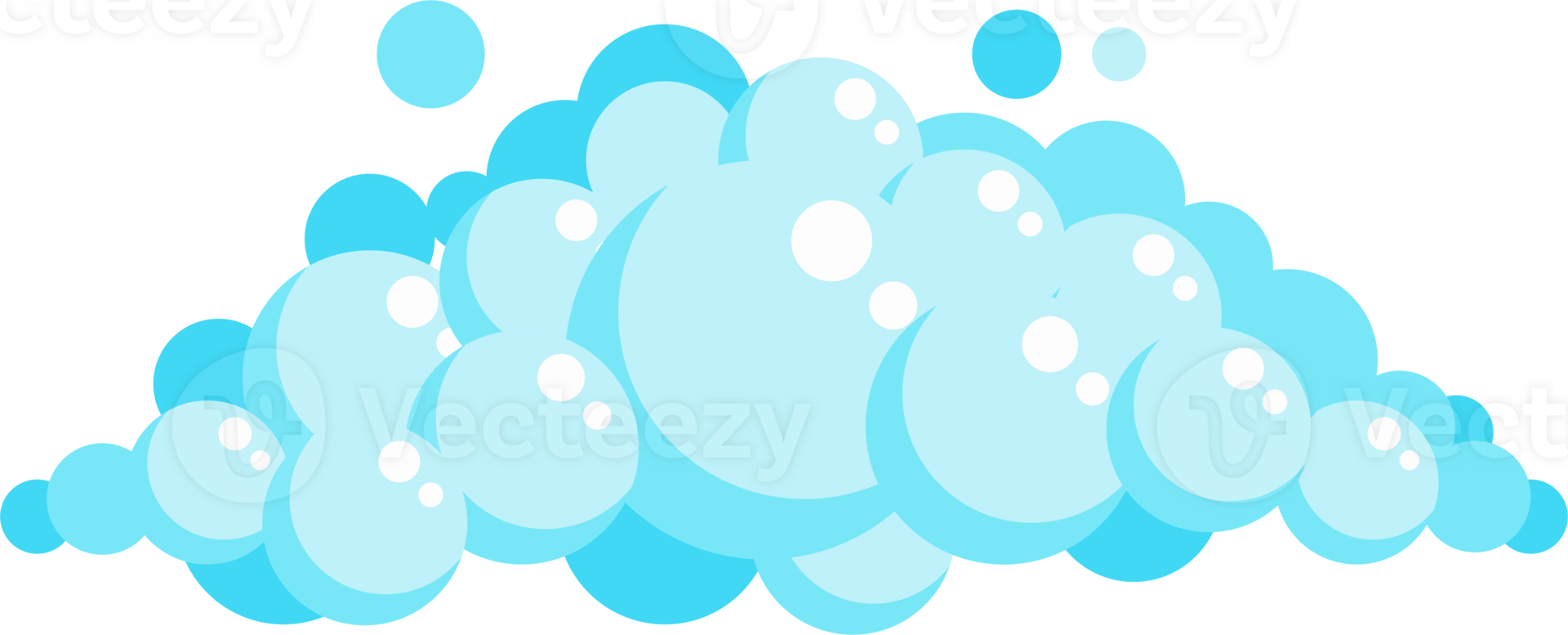 Cartoon soap foam set with bubbles. Light blue suds of bath, shampoo, shaving, mousse. png