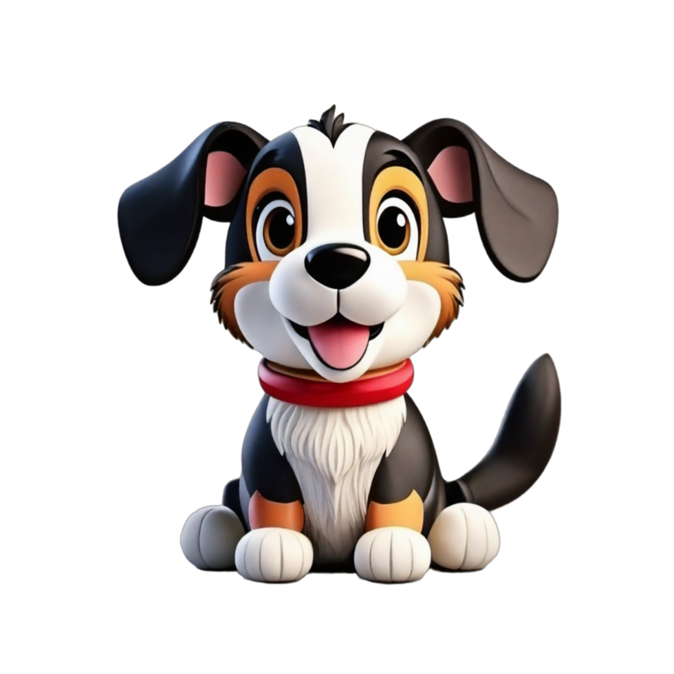 Cute little puppy dog minimal 3d style characters isolated on transparent PNG background PNG AI Generative