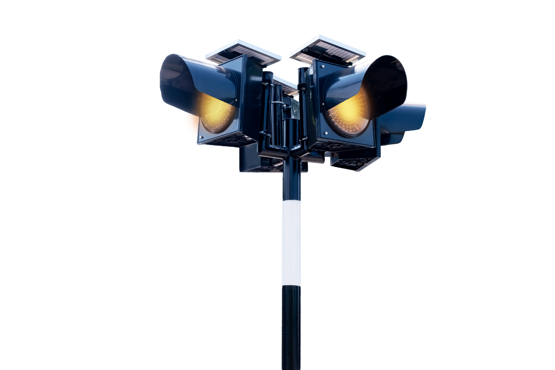 Traffic light poles warn of caution at intersections autometic system