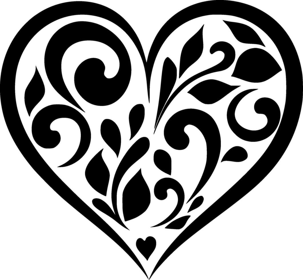 corazón - negro y blanco aislado icono - vector ilustración