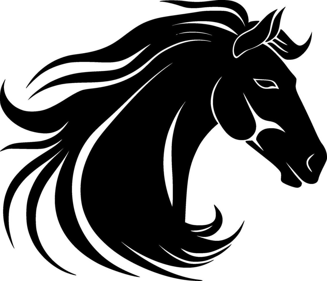 caballo - negro y blanco aislado icono - vector ilustración