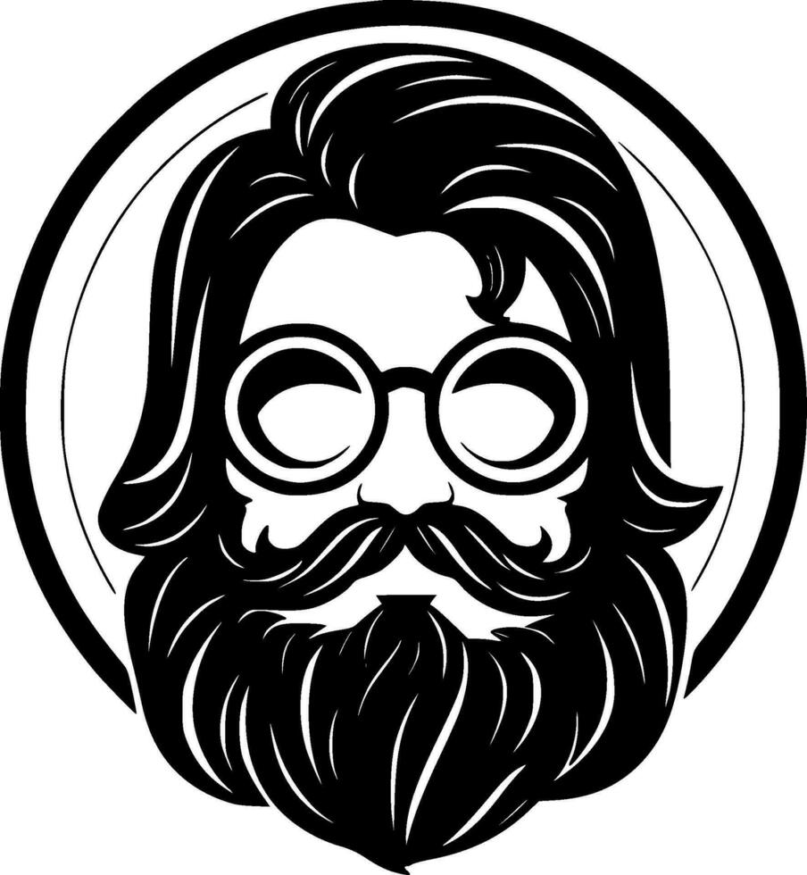 Hippy, Black and White Vector illustration