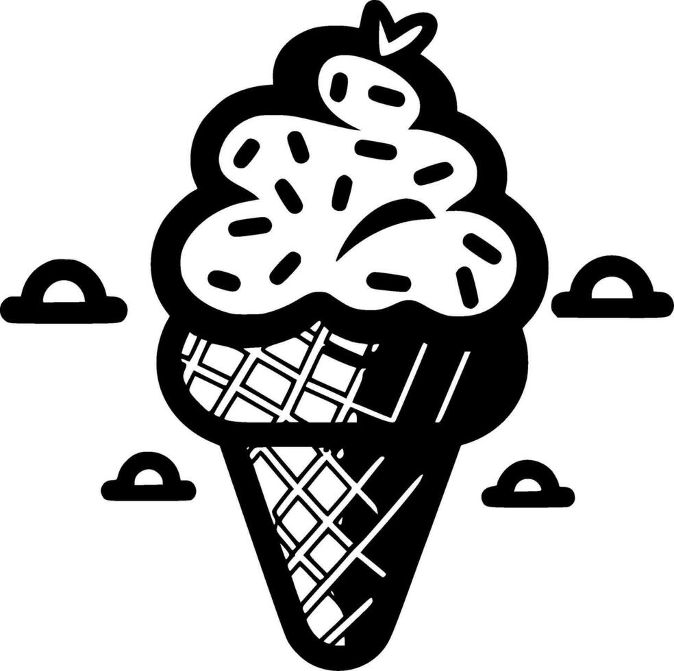 Ice Cream - Black and White Isolated Icon - Vector illustration