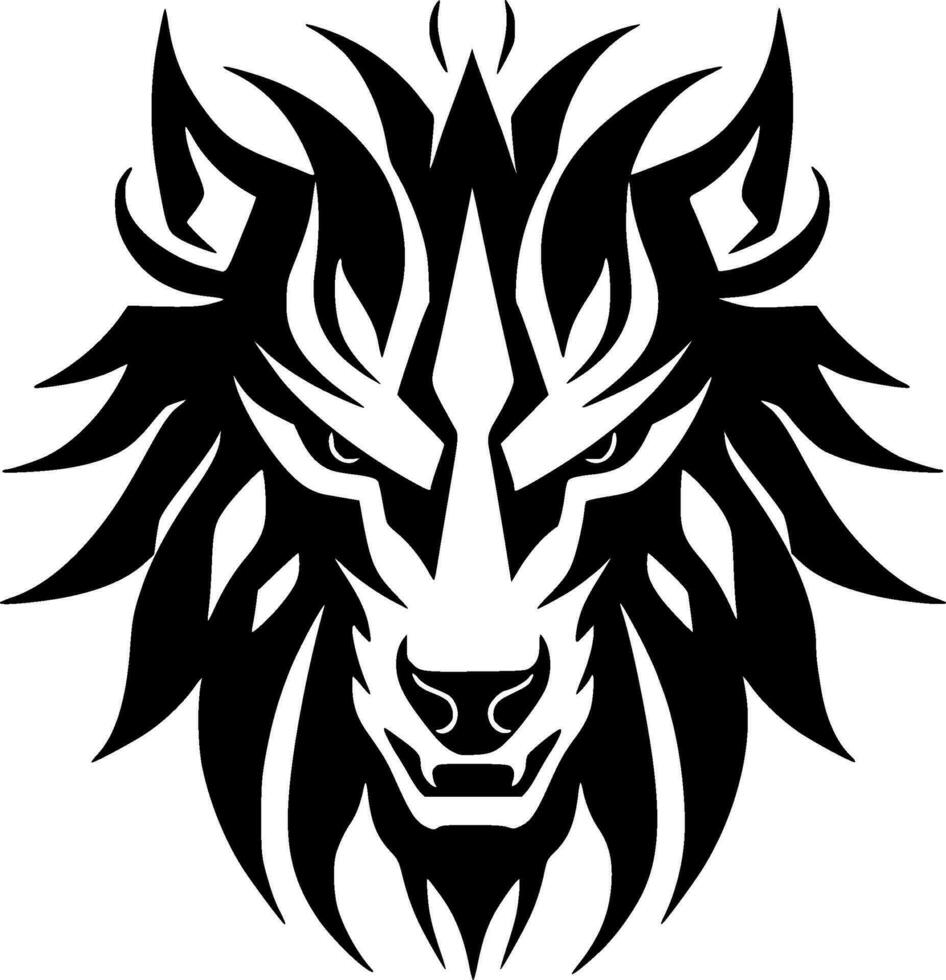 Wolf - Black and White Isolated Icon - Vector illustration