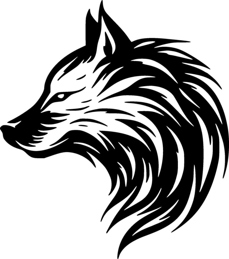 Wolf, Black and White Vector illustration