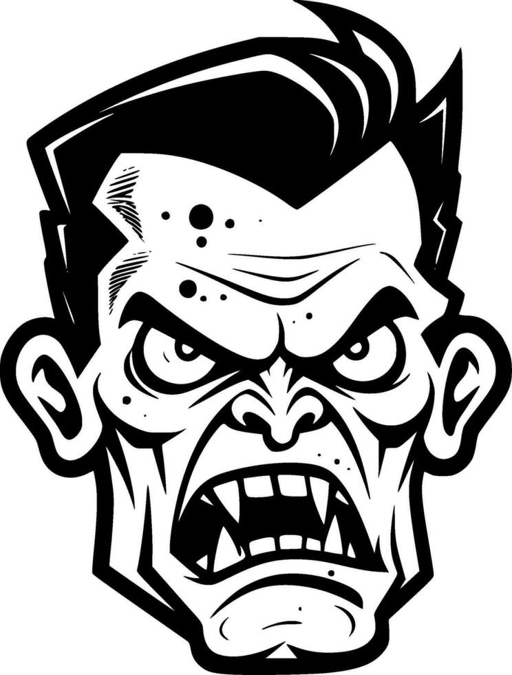 Zombie, Black and White Vector illustration