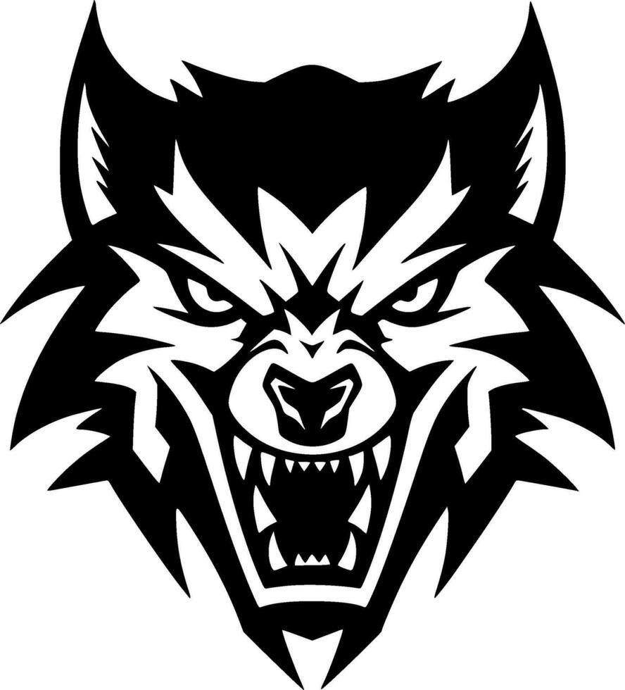 lobo - negro y blanco aislado icono - vector ilustración