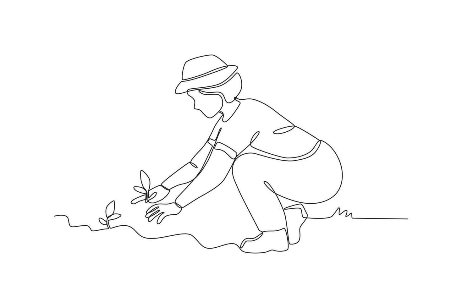 A woman growing vegetables vector