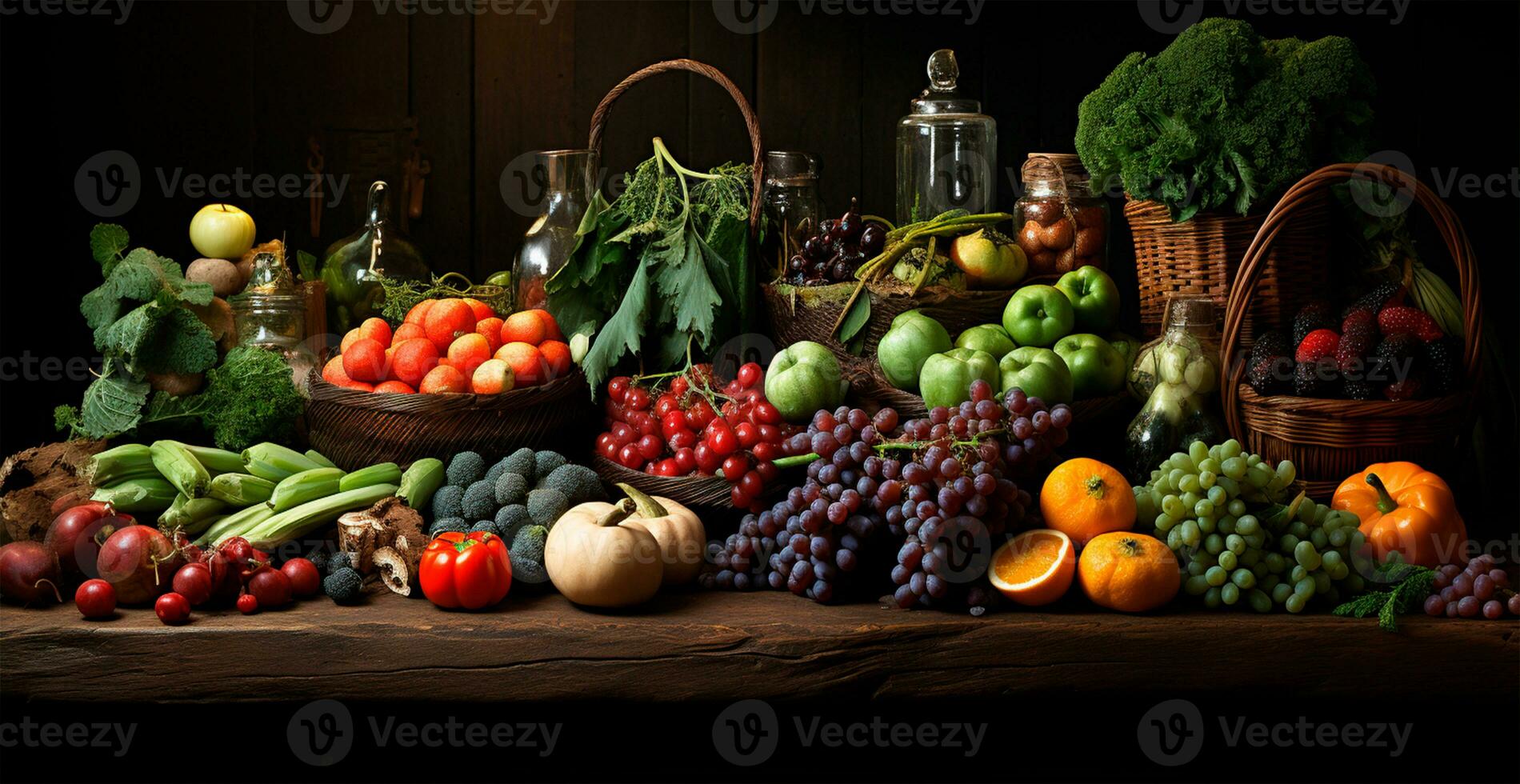 AI generated Vegetable counter in a store or market, fresh eco products, health care - AI generated image photo