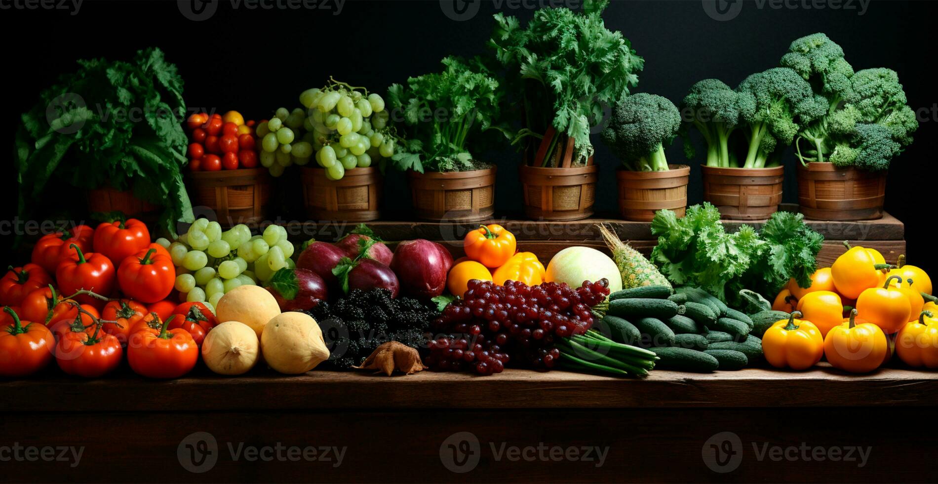 AI generated Vegetable counter in a store or market, fresh eco products, health care - AI generated image photo