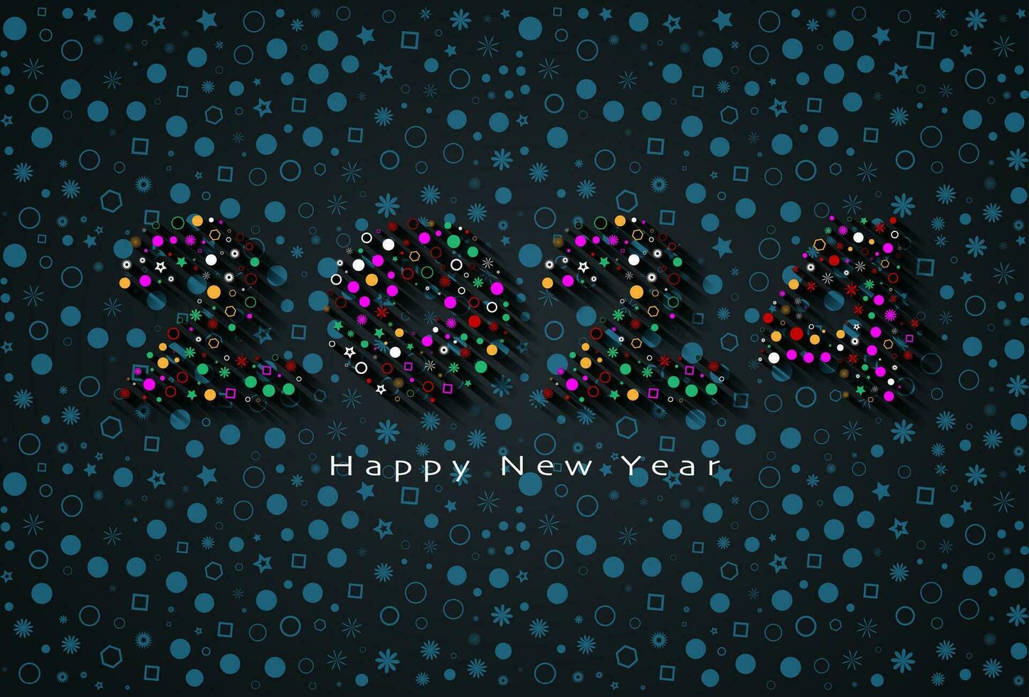 2024 New Year colorful logo design. Holiday greeting card. Creative number in mosaic tiles. Vector illustration for invitation, calendar, party, festive label, template with Christmas background