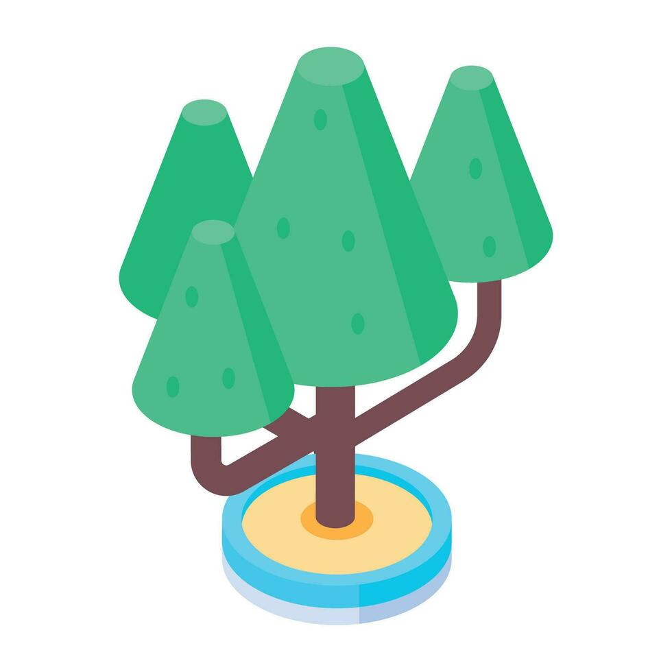Trees Isometric Icon vector