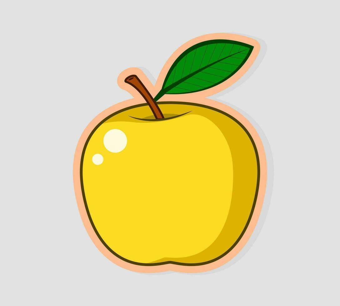 Yellow apple sticker. Suitable for printing cute fruit stickers. vector