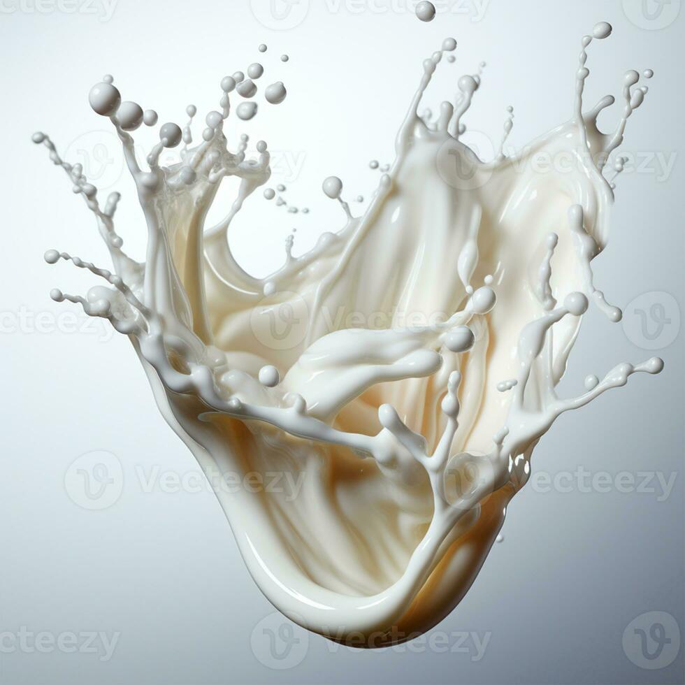 AI generated Splashes of milk, fresh cow white milk - AI generated image photo