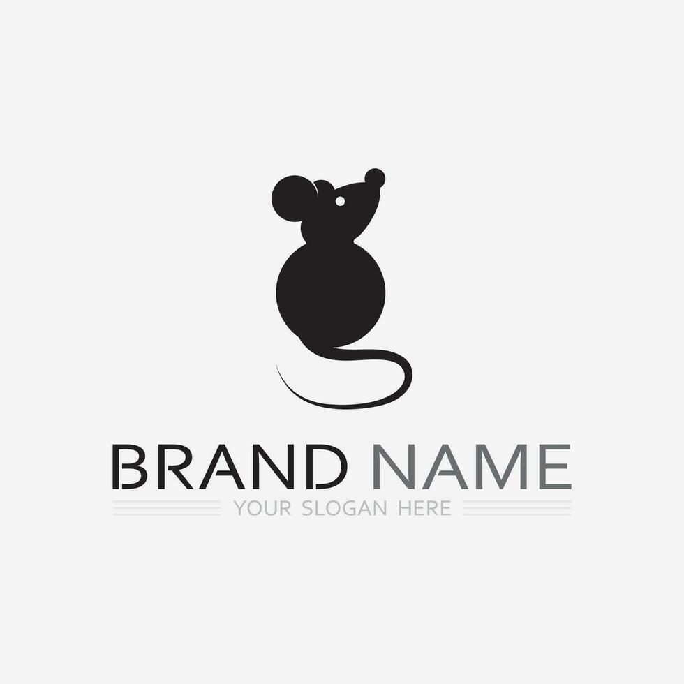 Mouse logo and animal vector design illustration