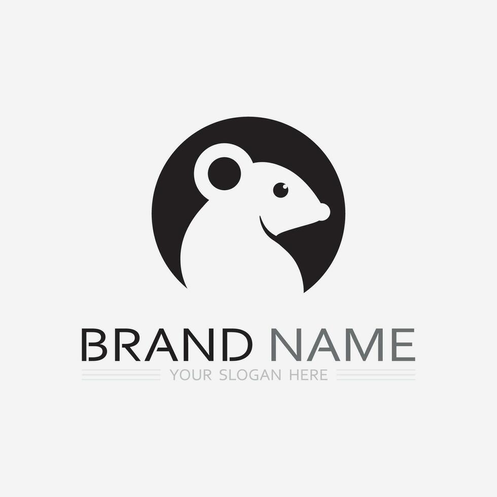 Mouse logo and animal vector design illustration